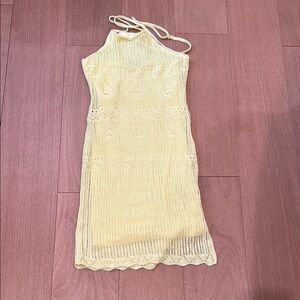 Yellow Knit Halter Dress